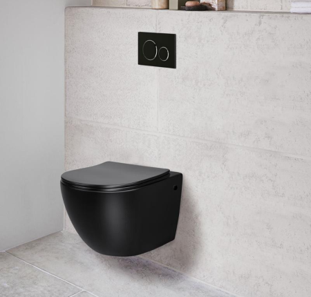 Унитаз подвесной безободковый Vincea Globo VT1-14MB черный матовый, с сиденьем микролифт